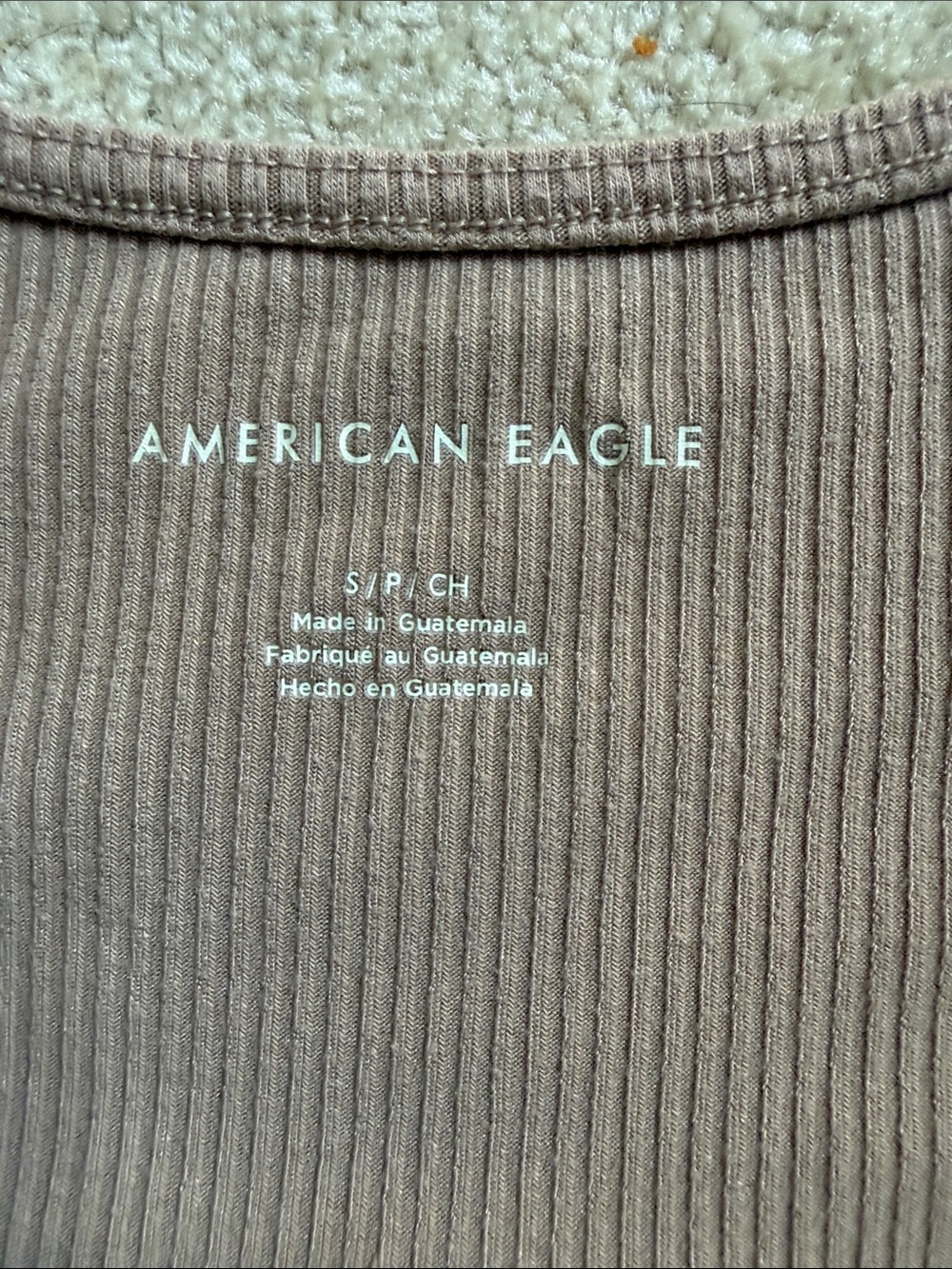 American Eagle Outfitters Ribbed V-Neck Short Sleeve Bodysuit - Mauve Pink - Picture 2 of 3